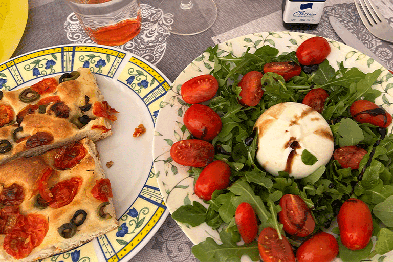 Pizza and Salad in Italy