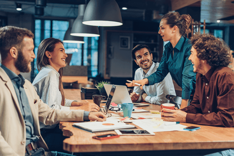 Teamwork in the office, collaborations