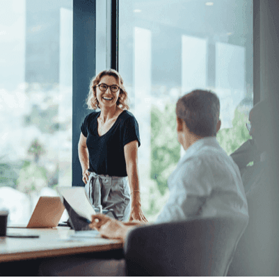 Staff meeting around a boardroom